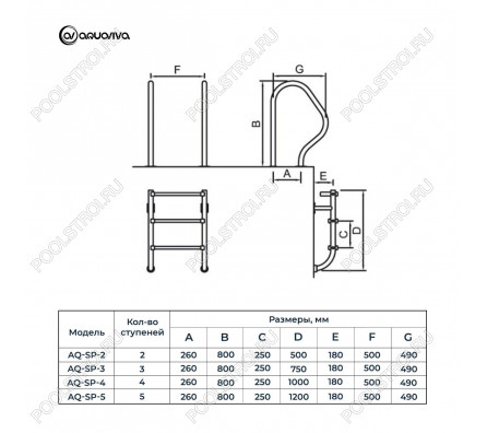 Лестница Aquaviva SP-315 (3 ступ.) из 2-х элементов